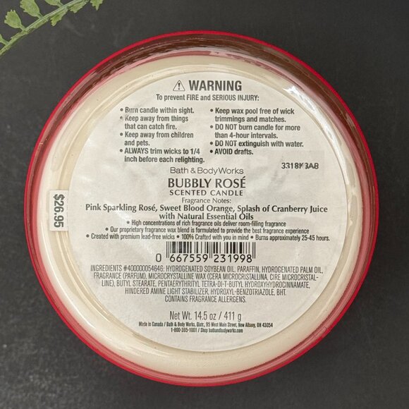 BBW Bubbly Rosé Bath & Body Works 3 Wick Candle - Picture 10 of 10